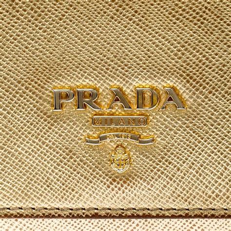 prada leather wallet gold bar|prada wallet price.